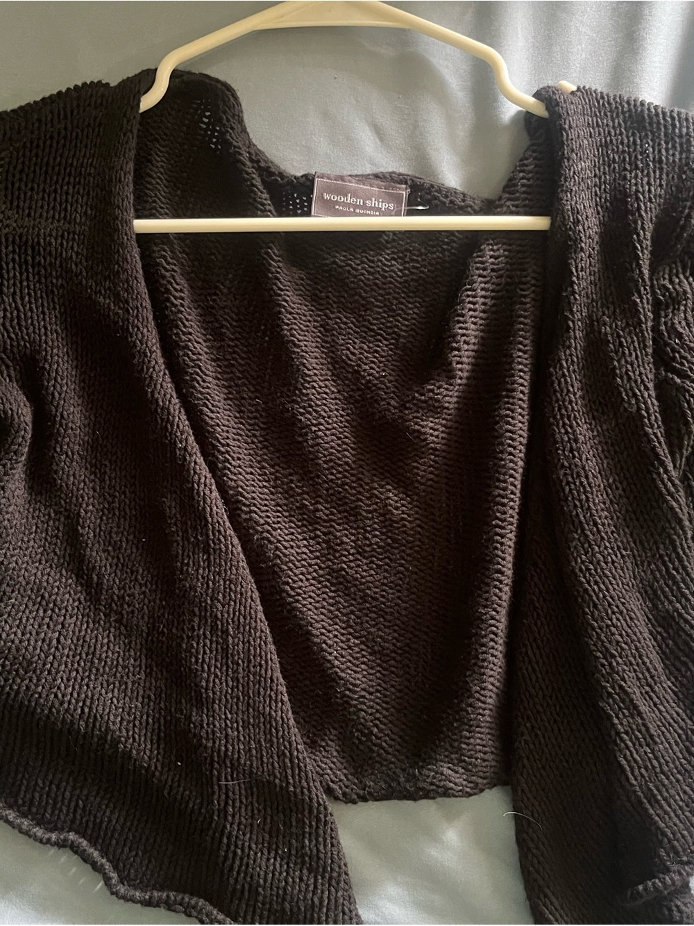 Wooden Ships Black Open-Front Knit Cardigan